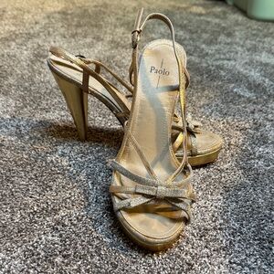 Paolo Shimmering Gold Strappy Heels